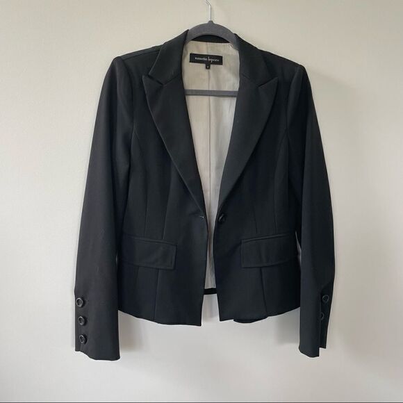 Nanette Lepore Boxy Tailored Black Blazer w/ Shoulder Pads - Picture 3 of 13